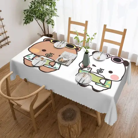 Bubu And Dudu On Vacation Drink Coconut Juice Rectangular Tablecloth Oilproof Table Cover for Dining Events Table Cloth