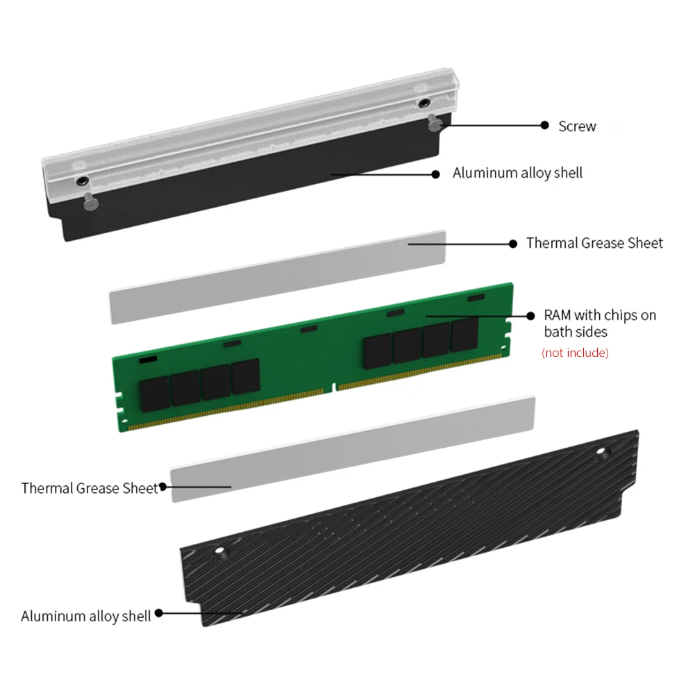 5V 3PIN ARGB DDR ヒートシンク アルミニウム合金メモリヒートシンク サーマルシリコンパッド付き DDR2 DDR3 DDR4 DDR5 デスクトップコンピュータ用