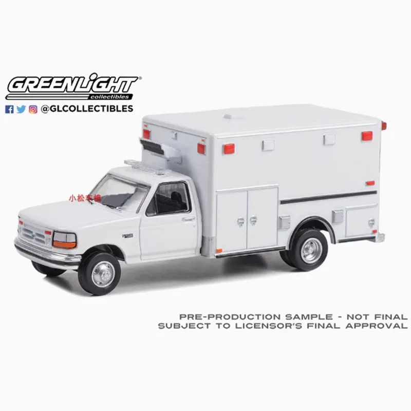 GreenLight 1:64 مقياس 1992 فورد F-350 سيارة إسعاف سبيكة محاكاة نموذج سيارة معدنية الكلاسيكية الكبار هدية تذكارية عرض ثابت