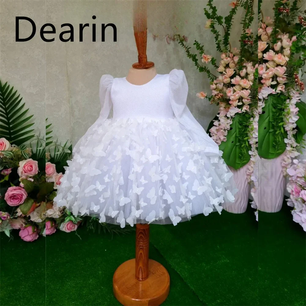 

Dearin Jewel A-line Knee length Skirts Tulle Applique Flower Girl Dresses