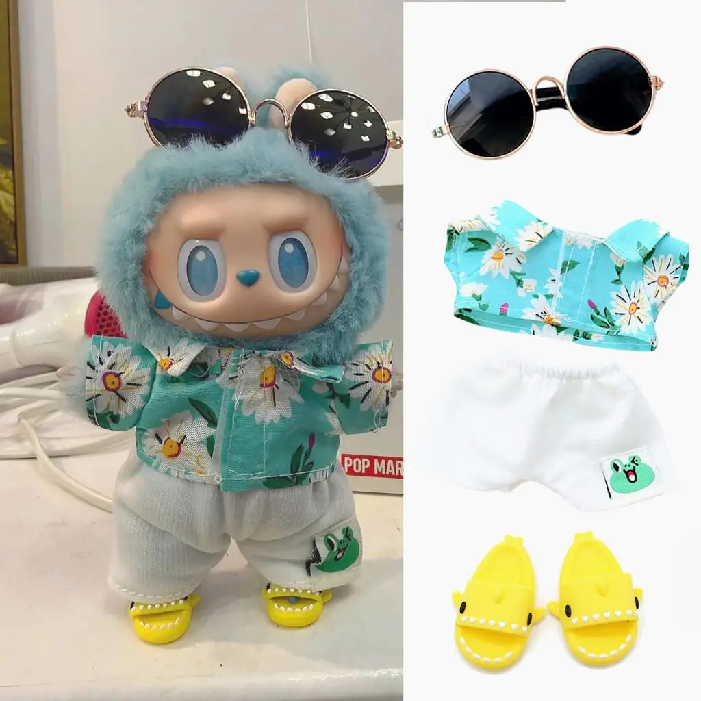 

For Labubu Big Into Energy Series clothes pendant baby clothes summer outfits decoration beach glasses set