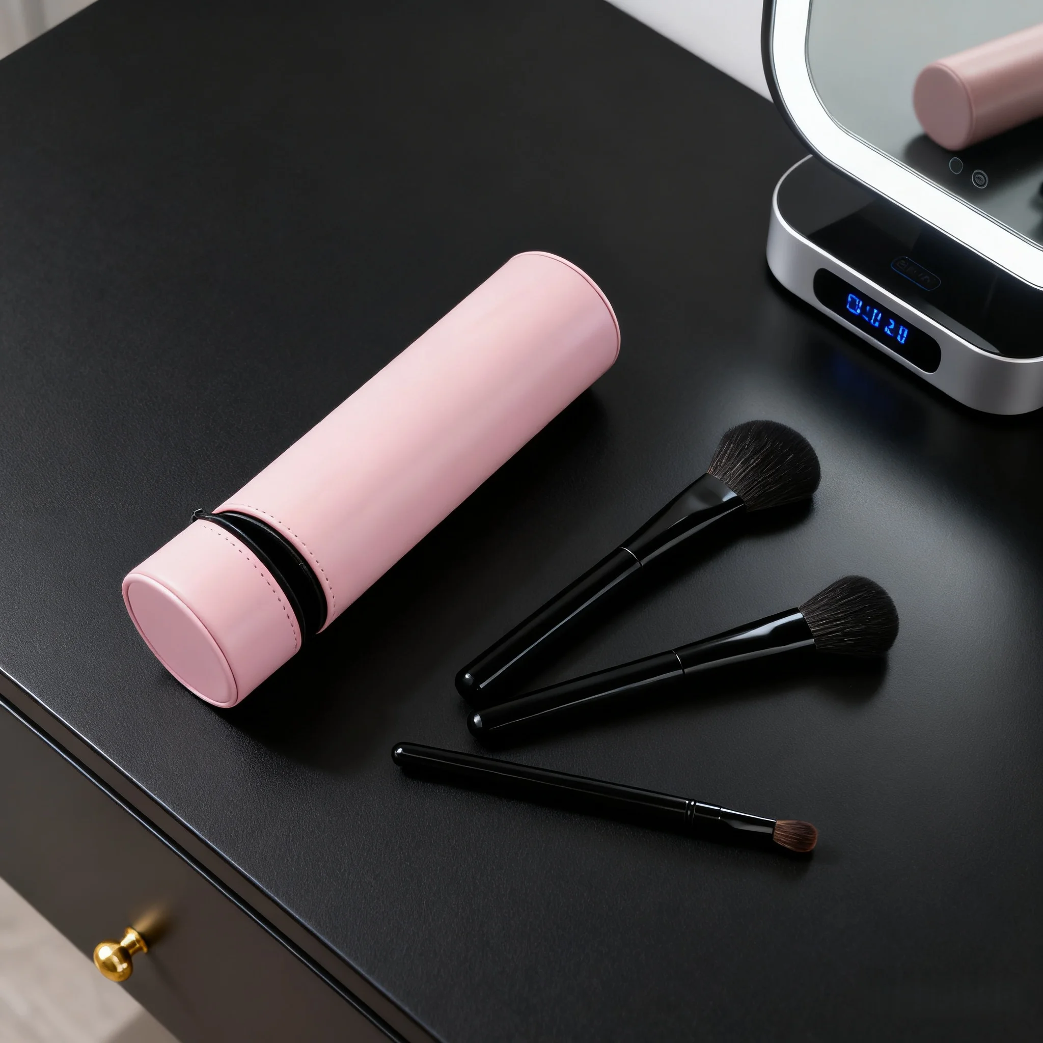 ชุดแปรงแต่งหน้า กระเป๋าเดินทางหนังลูกวัวสุดหรู แปรงปัดแก้ม แปรงรองพื้นแบบใช้ได้สองแบบ แปรงอายแชโดว์สองหัว รุ่นลิมิเต็ดอิดิชั่น