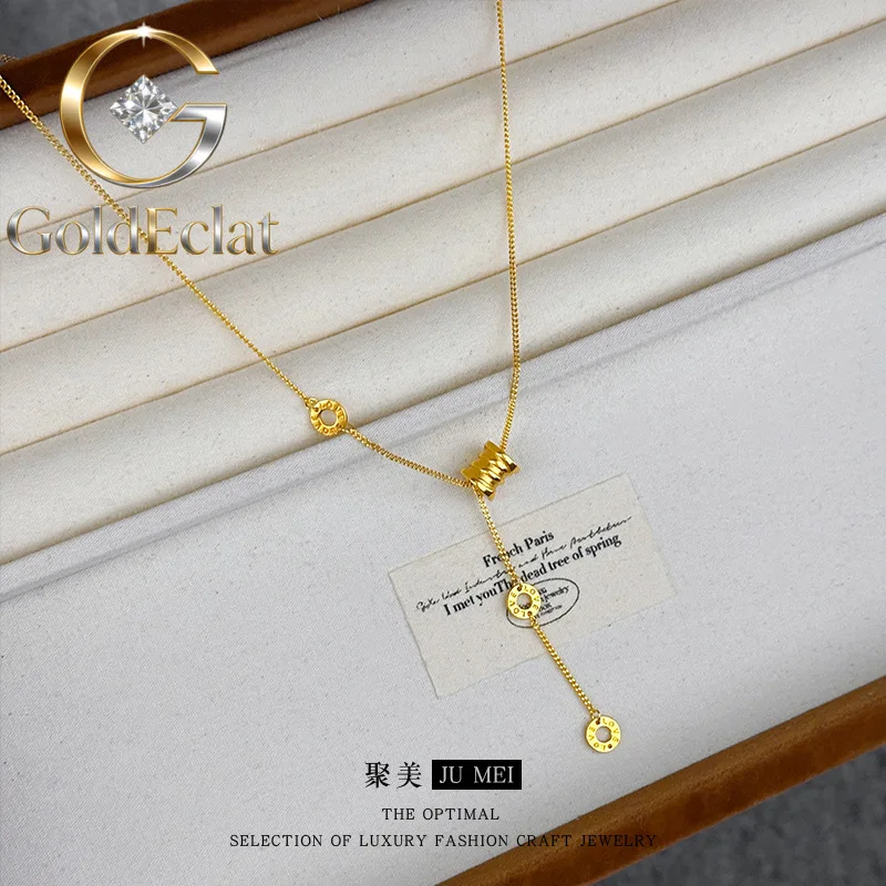 

Ожерелье GoldEclat Luxury из чистого золота 9999 пробы (24K) с подвеской в виде сердца и кисточкой, для женщин, легкая роскошь