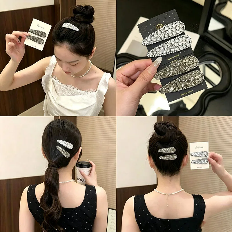 2pcs/set Luxury Shining Rhinestones Waterdrop Shape Hairpin For Women Girls Sweet Hair Clip Barettes Fashion Hair Accessories
