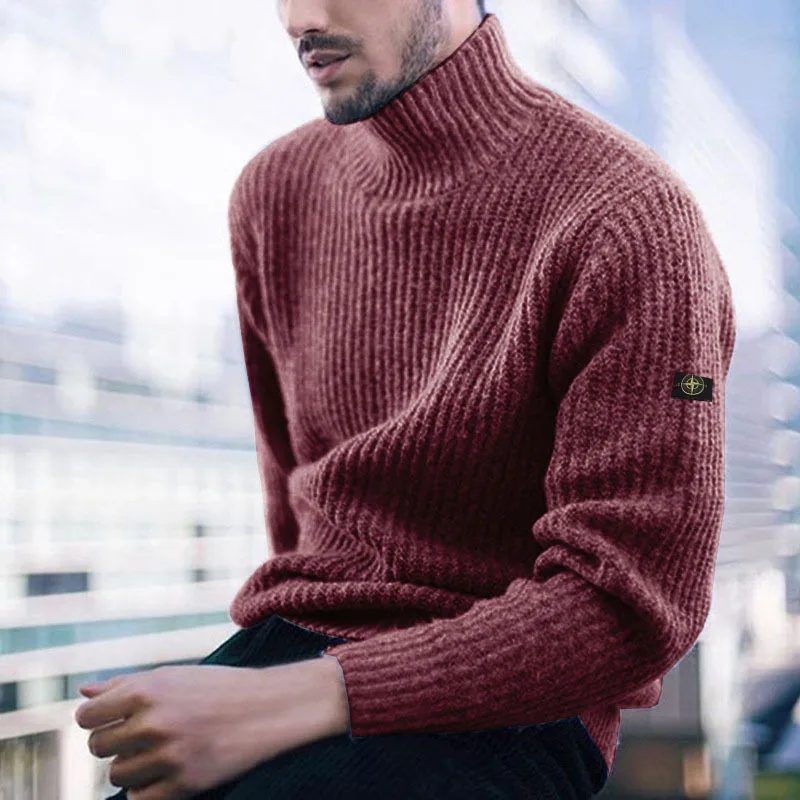 Winter Explosive Solid Color Versatile Men's Turtleneck Fashion Sweater