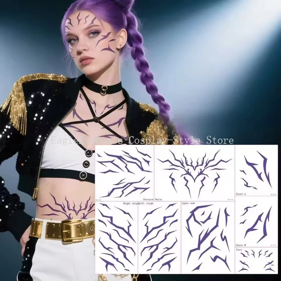 8PCS KPop Dämon Jäger Cosplay Requisiten Temporäre Tattoo Set Rumi Jinu Muster HUNTR/X Saja Jungen Haloween Cosplay Unisex tattoos
