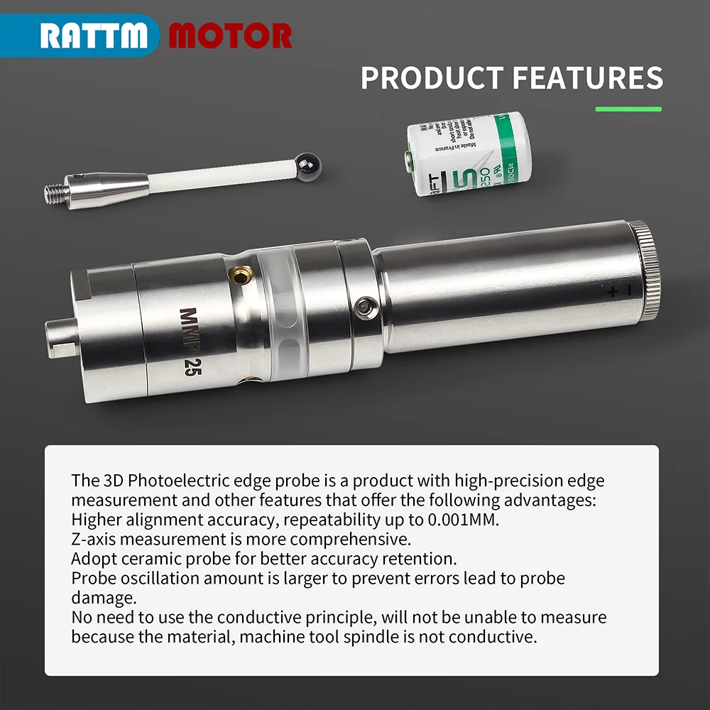 3D Fotoelétrico Edge Finder, MMP25, Centro de Usinagem CNC, Touch Probe, Alta Precisão, 0.001 Som Brilhante, Luz Edge Finder