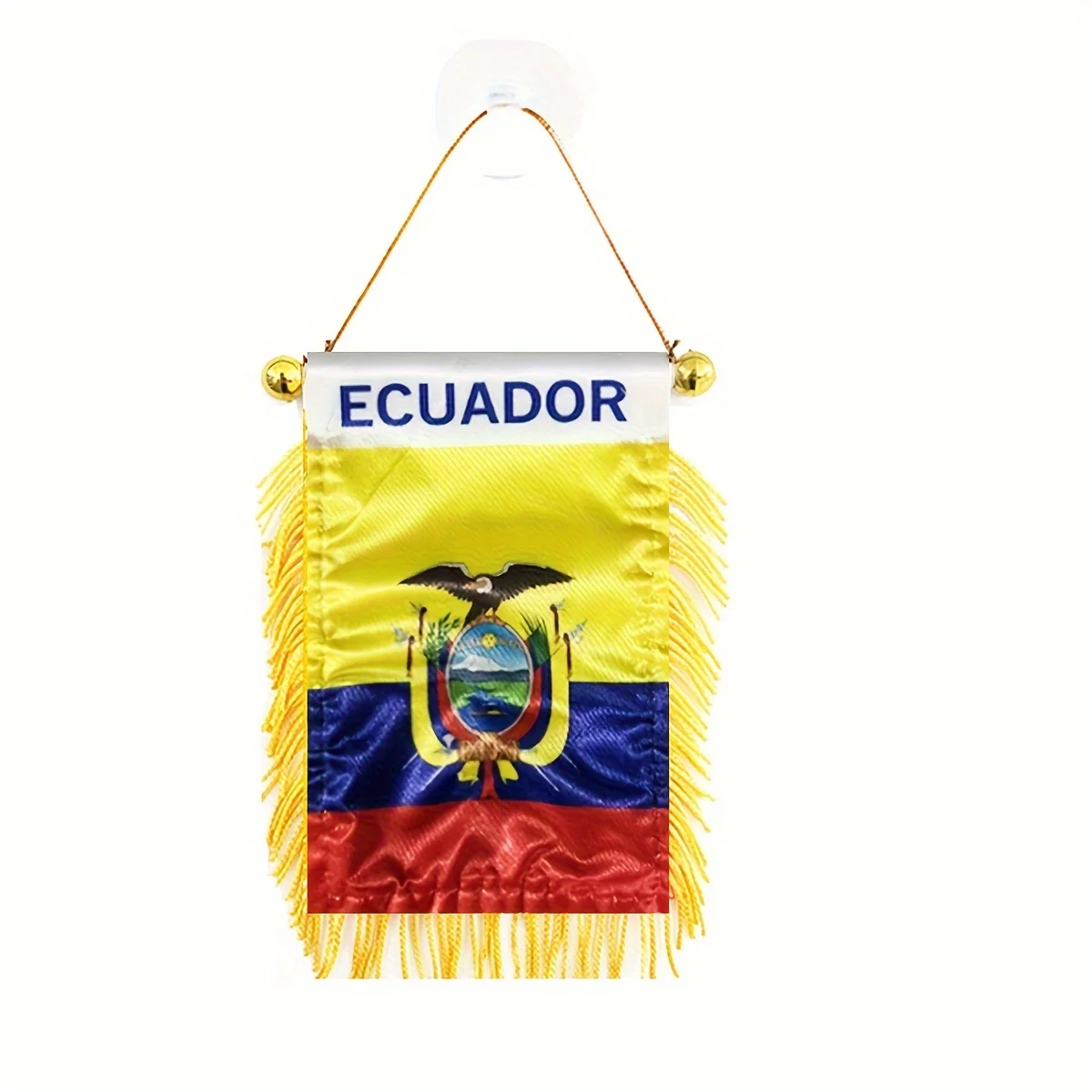 Bandera colgante para ventana de Ecuador nacional, Mini bandera de doble cara de 8x12cm, decoración para espejo retrovisor de coche, bandera colgante con flecos, 1 ud.