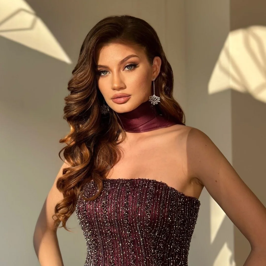 Bella Customized Brown Beading Two-Piece Set robes de soirée Long Silk Scarves A-line Party Dresses Floor-Length Prom Dress 2025 image 4