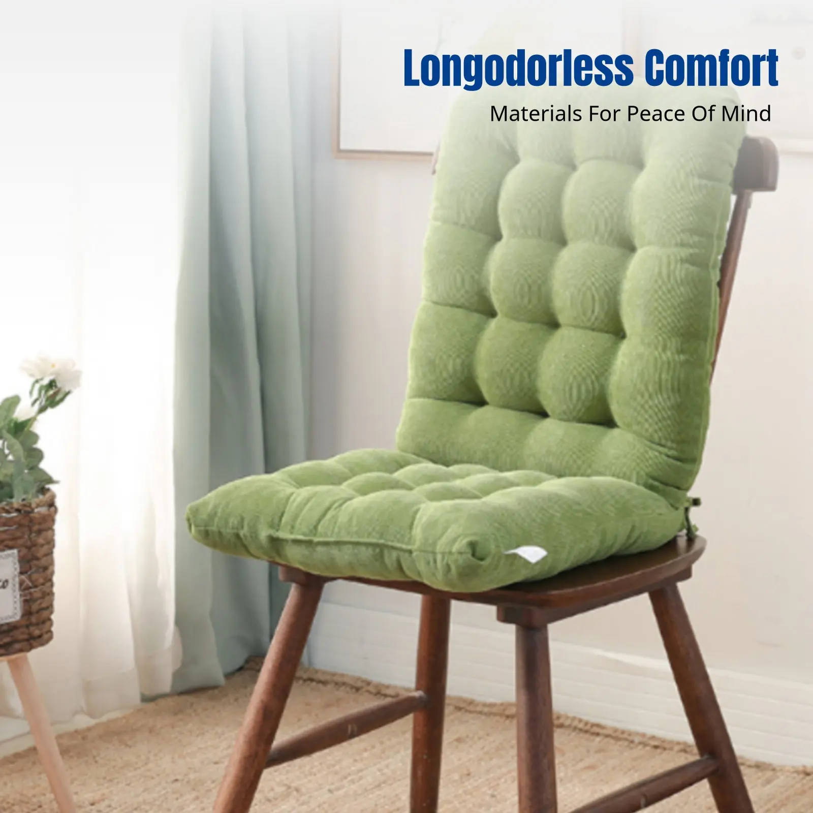 

Office Chair Cushion, Thick Seat Pad with Integrated Backrest, Soft Polyester, Student, Car, Modern Minimalist