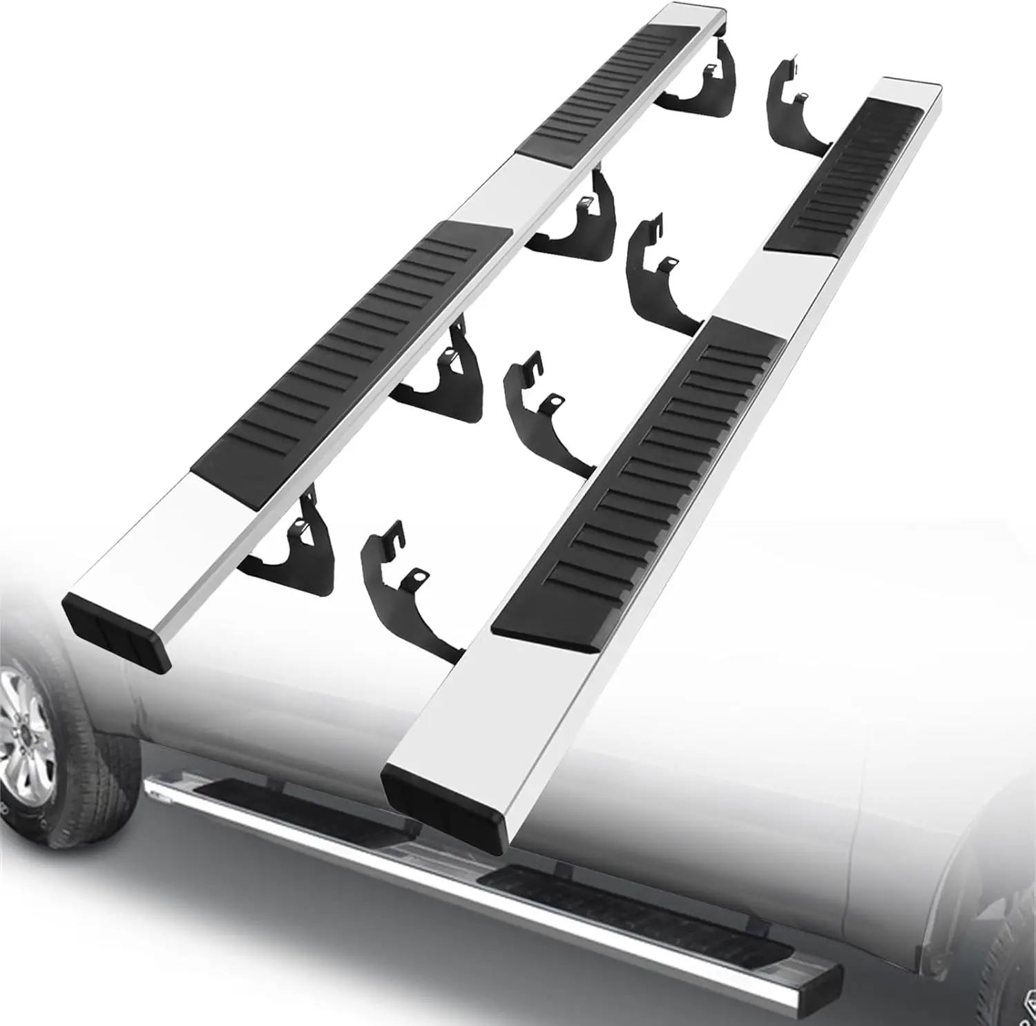 

6-дюймовые хромированные подножки Custom Fit 2022-2025 Toyota Tundra Crew Max Cab Crew Cab, боковая ступенька, Nerf Bar, алюминий, полированный