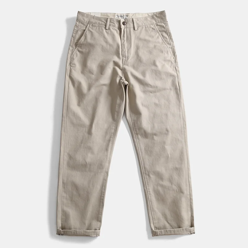 

Heavyweight 100% Cotton Retro Relaxed-Fit Straight Leg Pants - Men's Amekaji Japanese Workwear Trousers for Autumn Outdoor Wear