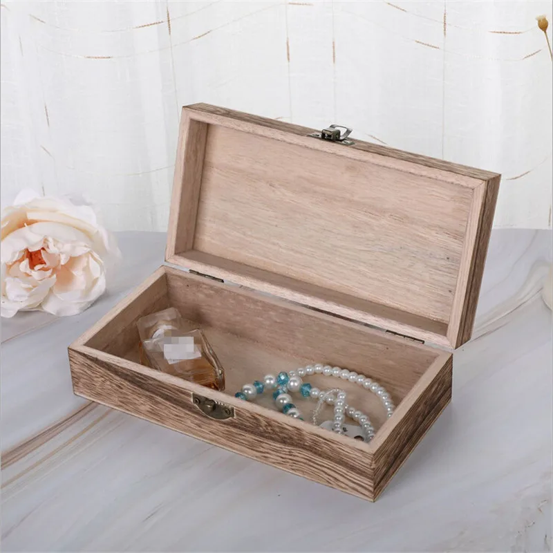 New Retro Jewelry Box Desktop  Wood Clamshell Storage Hand Decoration Wooden Box Postcard Storage Case