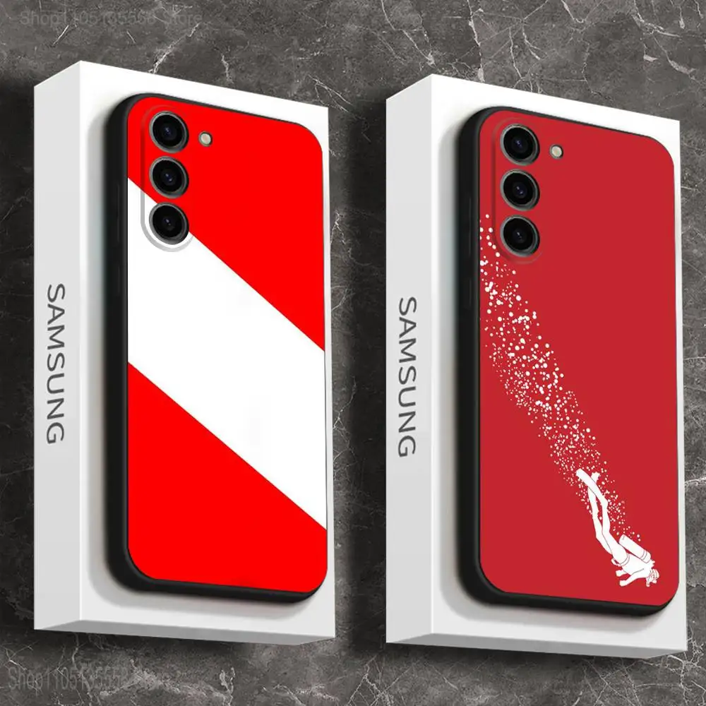 Casing Ponsel Bendera Selam Scuba untuk Samsung Galaxy A 73,72,51,53,52,71,22,5G,Note,J7,8,9 Sampul Hitam Lembut