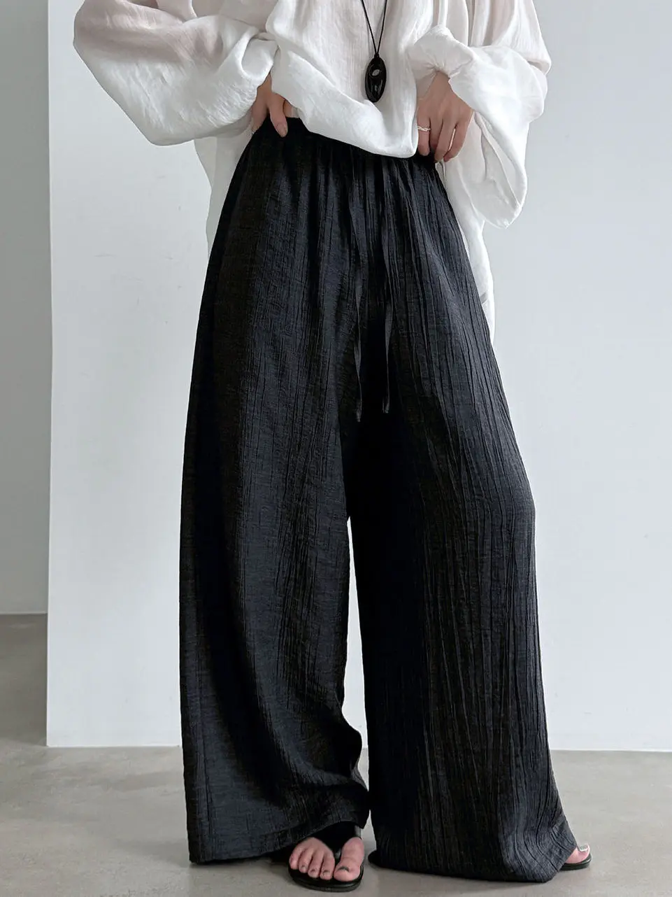 Summer Women's Loose Wide Leg Pants Hang down Thin Style Korean System Casual Straight Long Trousers Floor Length