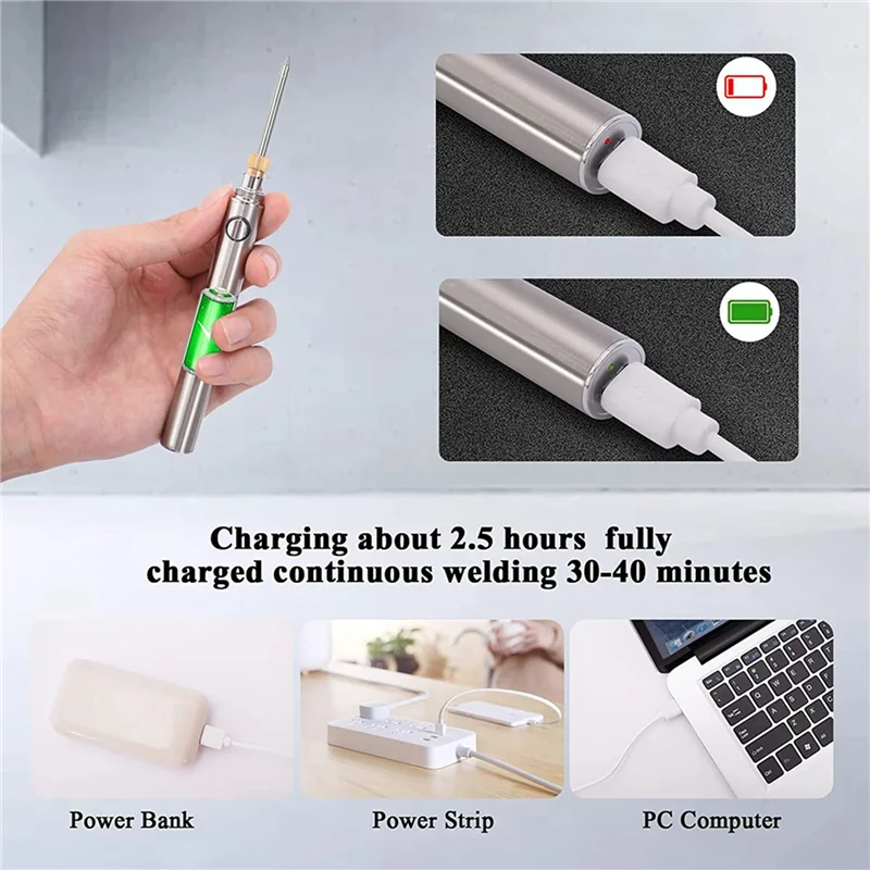 

ABBY-4X 5V 15W USB Cordless Soldering Iron Kit 1100Mah Wireless Rechargeable Battery Powered, Charging Welding Repair Tool