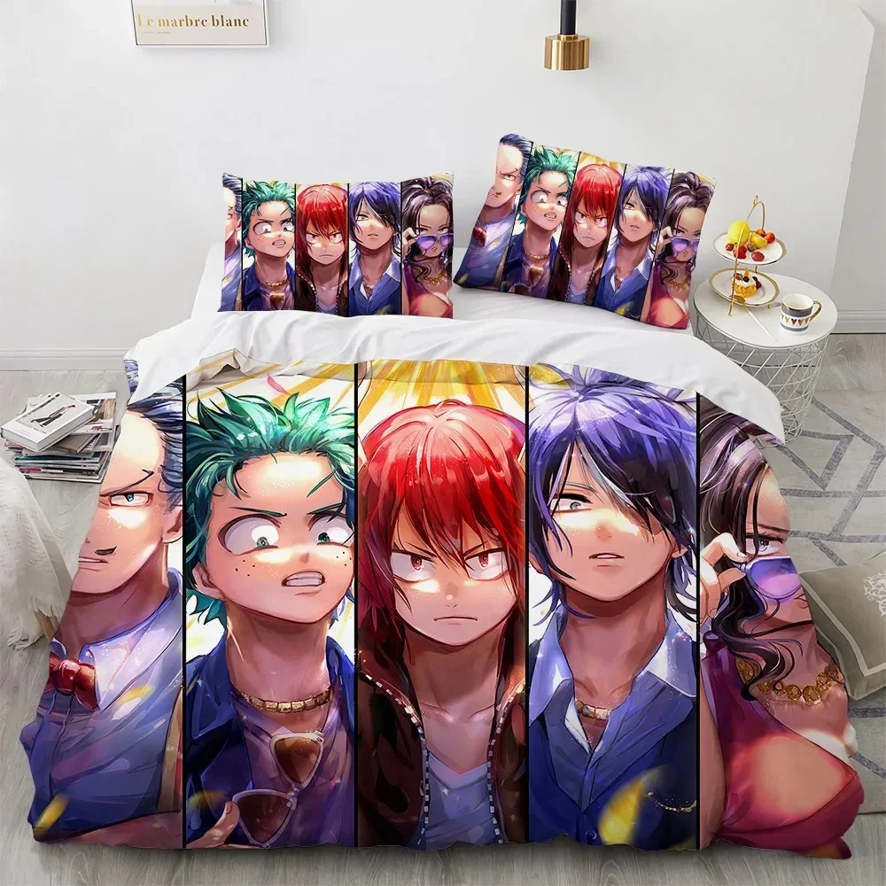 

New Anime My Hero Academy Bedding Set Anime Characters Duvet Cover 3D Cartoon Polyester Quilt Cover Queen King Size Kids Boys