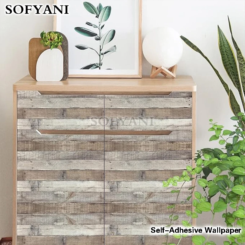 الخشب الطبيعي الرمادي الداكن الخشب ورق الاتصال الرجعية ذاتية اللصق الخشب خلفية تقشير خلفية المنزل DIY بها بنفسك ديكور المطبخ #5