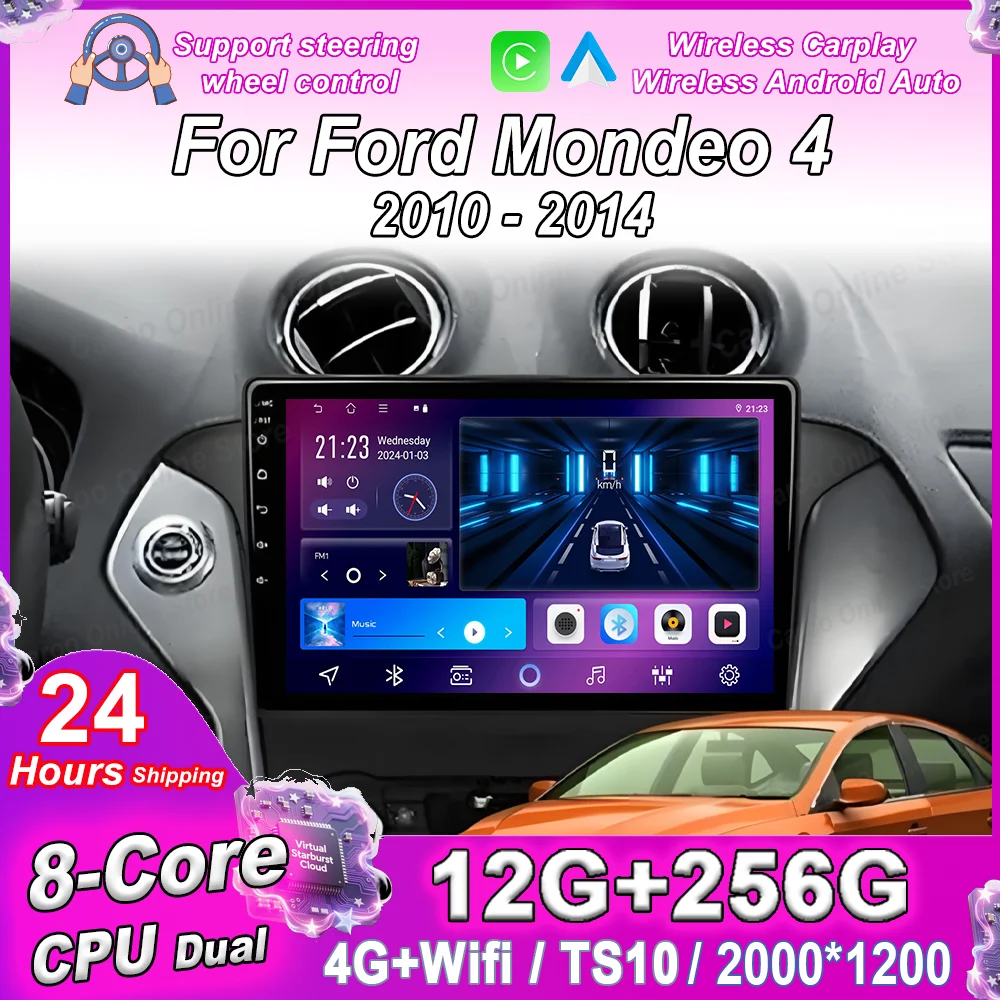 

Автомагнитола Android 15 с GPS-навигацией и CarPlay для Ford Mondeo 4 (2010-2014), мультимедийный видеоплеер, DVD, сенсорный экран, 4G