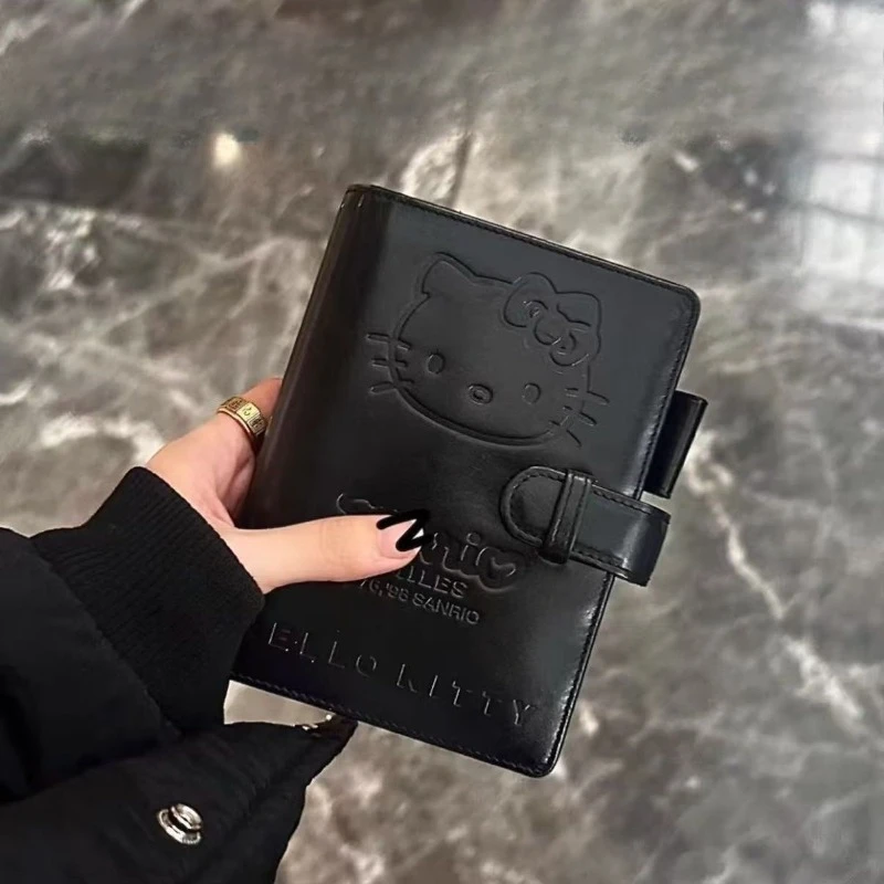 Sanrio New HelloKitty Kawaii Anime Cartoon Notebook Loose Leaf Black Series Cortex A7 Good Looks Notepad Gifts for Girls