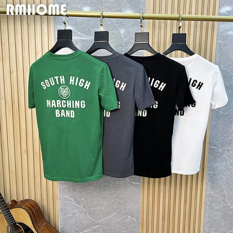 

Men's T-shirt Tiger Head Letter Double Sided Printed Tees Round Neck Half Sleeved Tops Mercerized Cotton 2023 Summer Clothing 4x