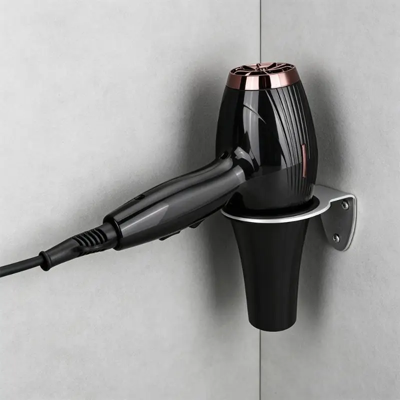 Wall Mount Hair Dryer Holder Heavy Duty Stainless Steel Rack Practical Organizer for Home Bathroom Barber Shop Use