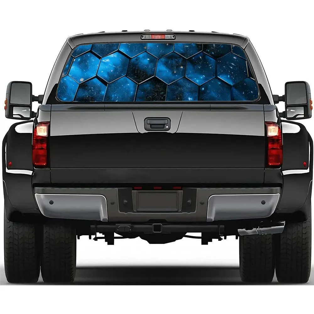 

Синее звездное небо сотовая наклейка на заднее лобовое стекло автомобиля окно грузовика прозрачная перфорированная виниловая наклейка на заднее окно украшение