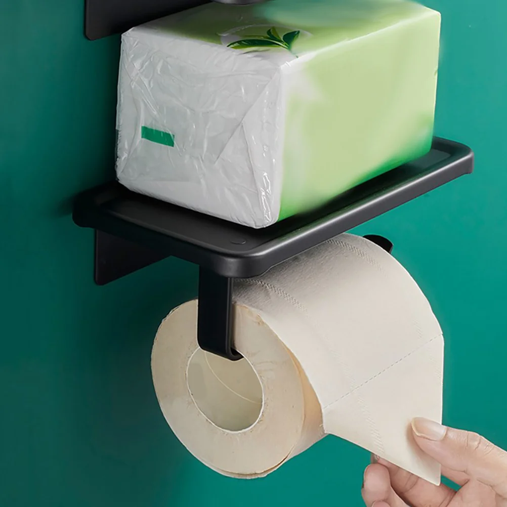 

Aluminum Alloy Roll Paper Holder Multi function Tissue Rack Bathroom Toilet No Punching Wall Mounted Storage Decor