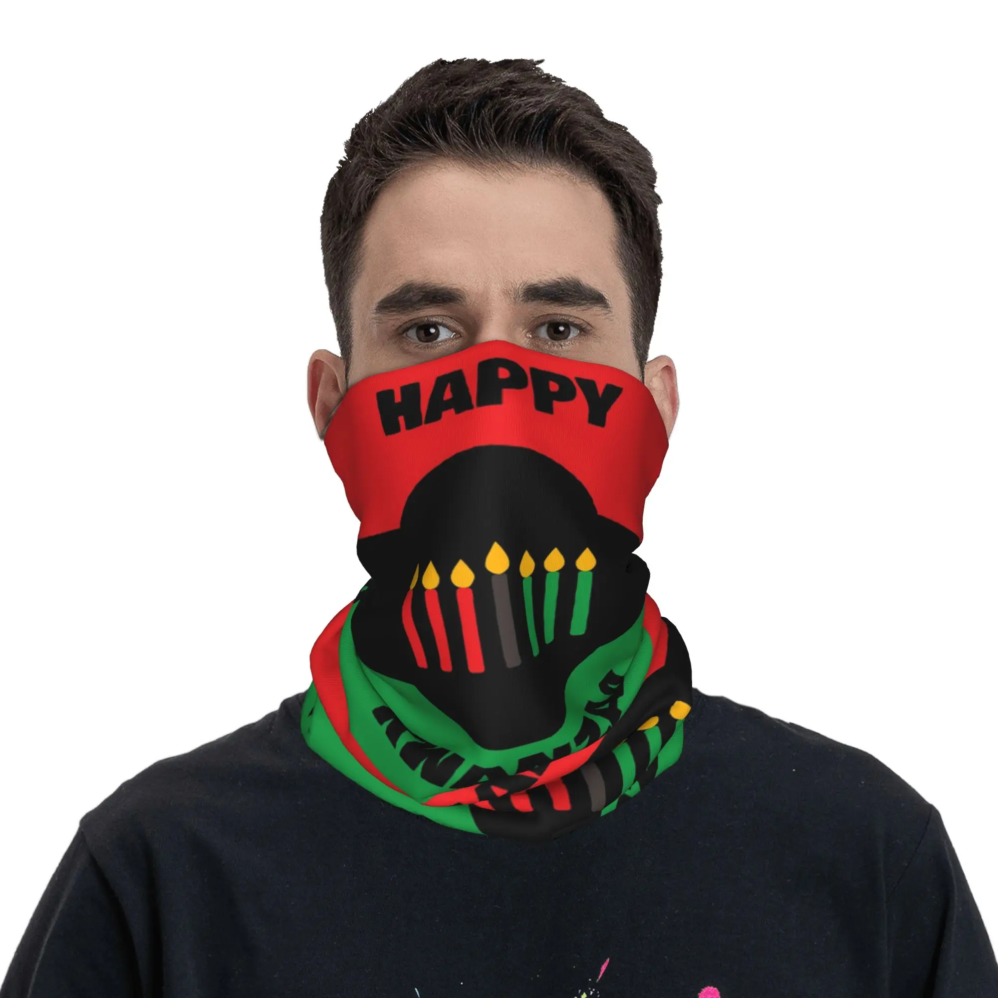 

Happy Kwanzaa Bandana Neck Cover Printed Wrap Scarf Headband Hiking Fishing Unisex Adult Breathable