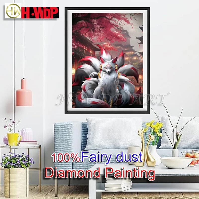 Fox 100% Fairy Dust Diamond Painting Flower Full Square Diamond Embroidery Gem Cross Stitch AB Diamond Art Crystal Home Decor