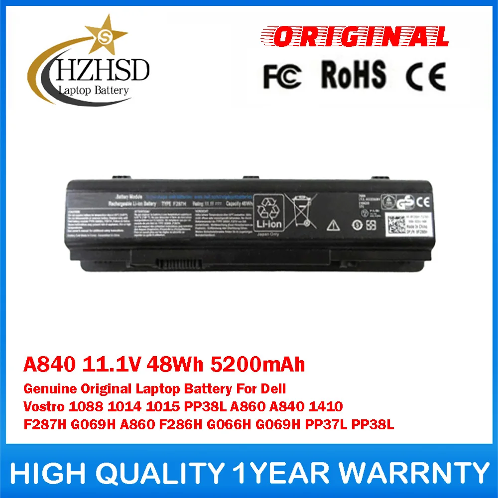 

A840 11.1V 48Wh 5200mAh Genuine Original Laptop Battery For Dell Vostro 1088 1014/15 PP38L A860 A840 1410 F287H G069H A860 F286H