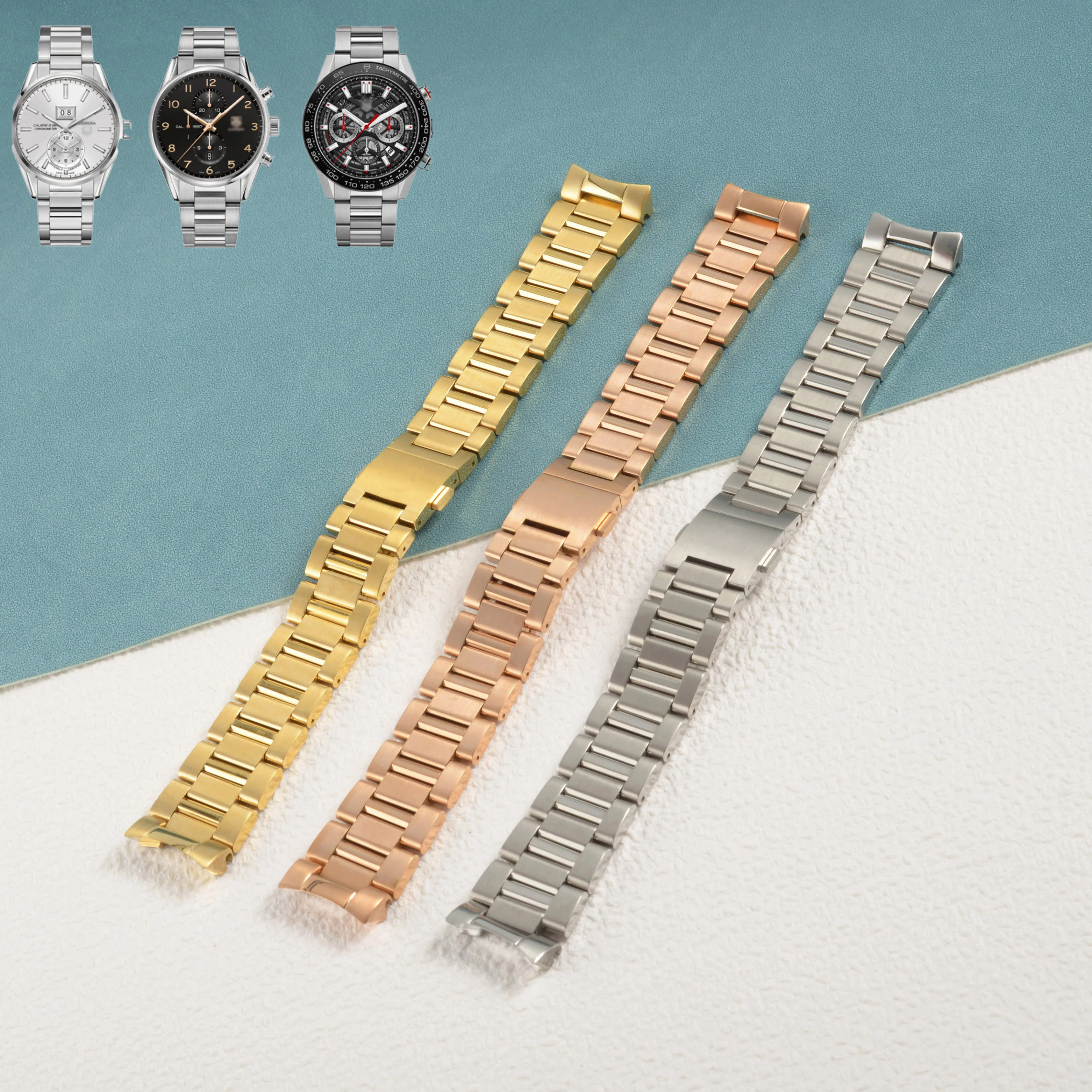 

Solid Stainless Steel Watch Strap Bracelet Watchband For Tag Heuer Calera Series Watch Accessories Band Steel 22mm