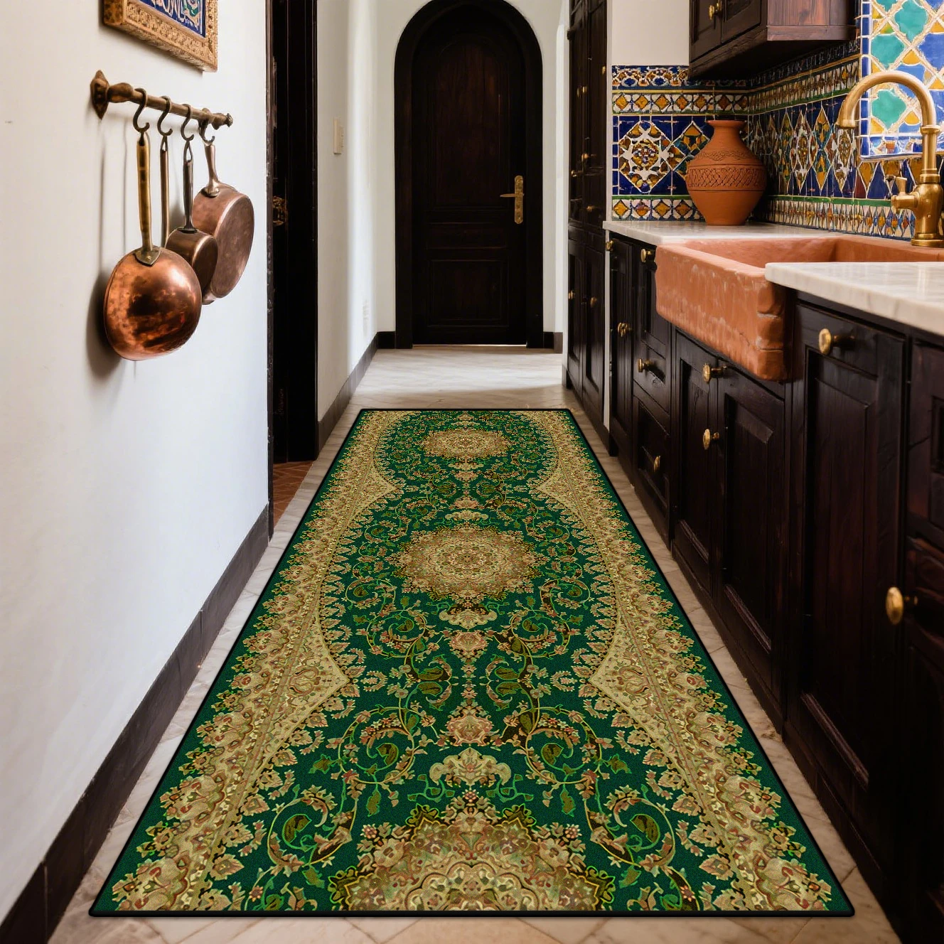 Boho Retro Long Runner Carpets Home Decoration Kitchen Entryway Non-slip Rug Bedroom Living Room Corridor Floor Mat Easy Clean