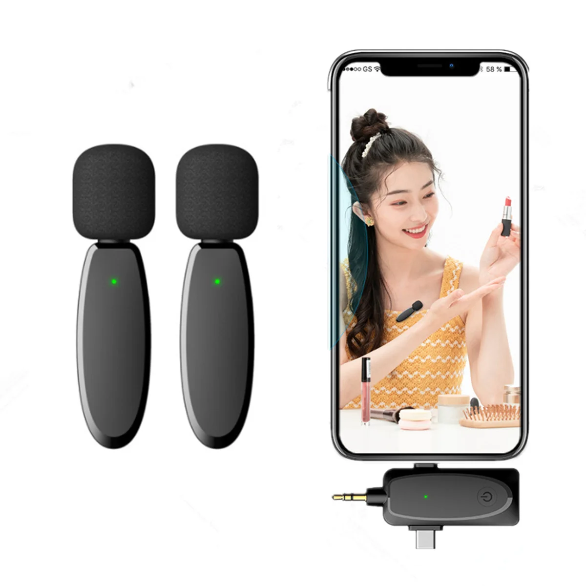 

Wireless Lavalier Microphon Auto-Pairing Noise Reduction for iPhone iPad Android ,PC for Recording Vlog Interview YouTube Live