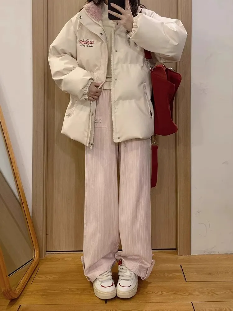 

Женская стеганая парка-пуховик с утепленным воротником на молнии, в корейском стиле, универсальная, с поясом, шикарная, городская, осенняя, теплая, утепленная, в стиле GF