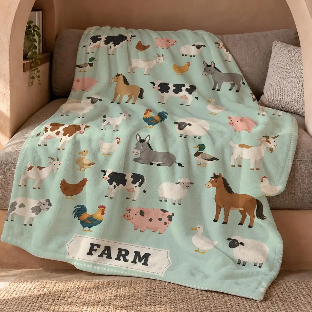 Cute Cute Animal Wall Art Gift Throw Double Sided Flannel Throw Blanket Soft Travel Camping Sofa Bed Home