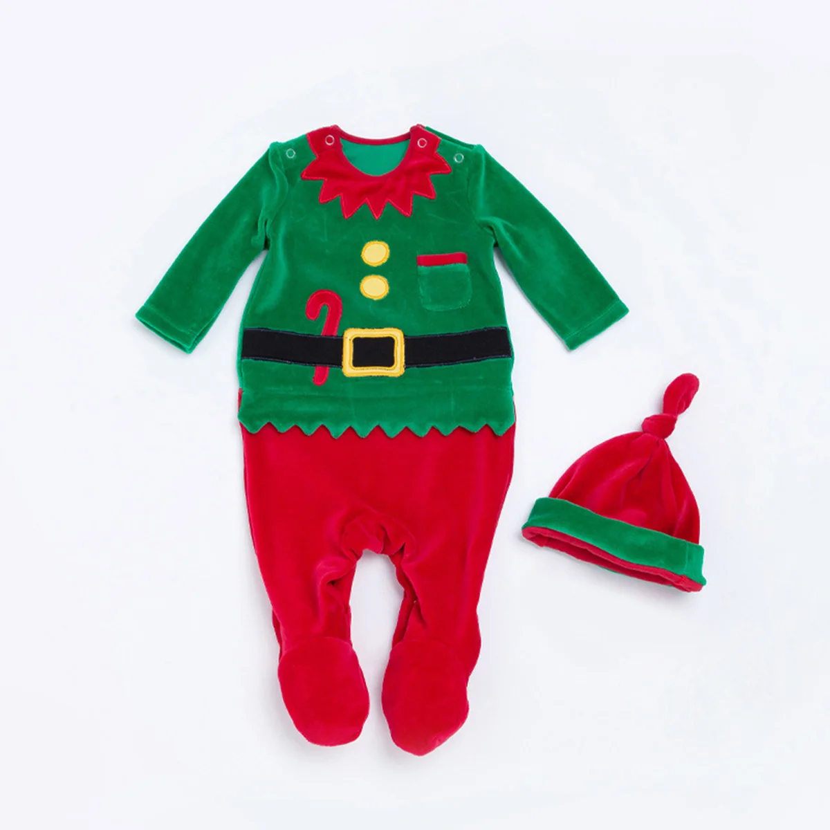 

Thickened Velvet Onesie Christmas Romper Jumpsuit Toddler Baby Costume Santa Claus Design Premium Cotton Unisex Party Halloween