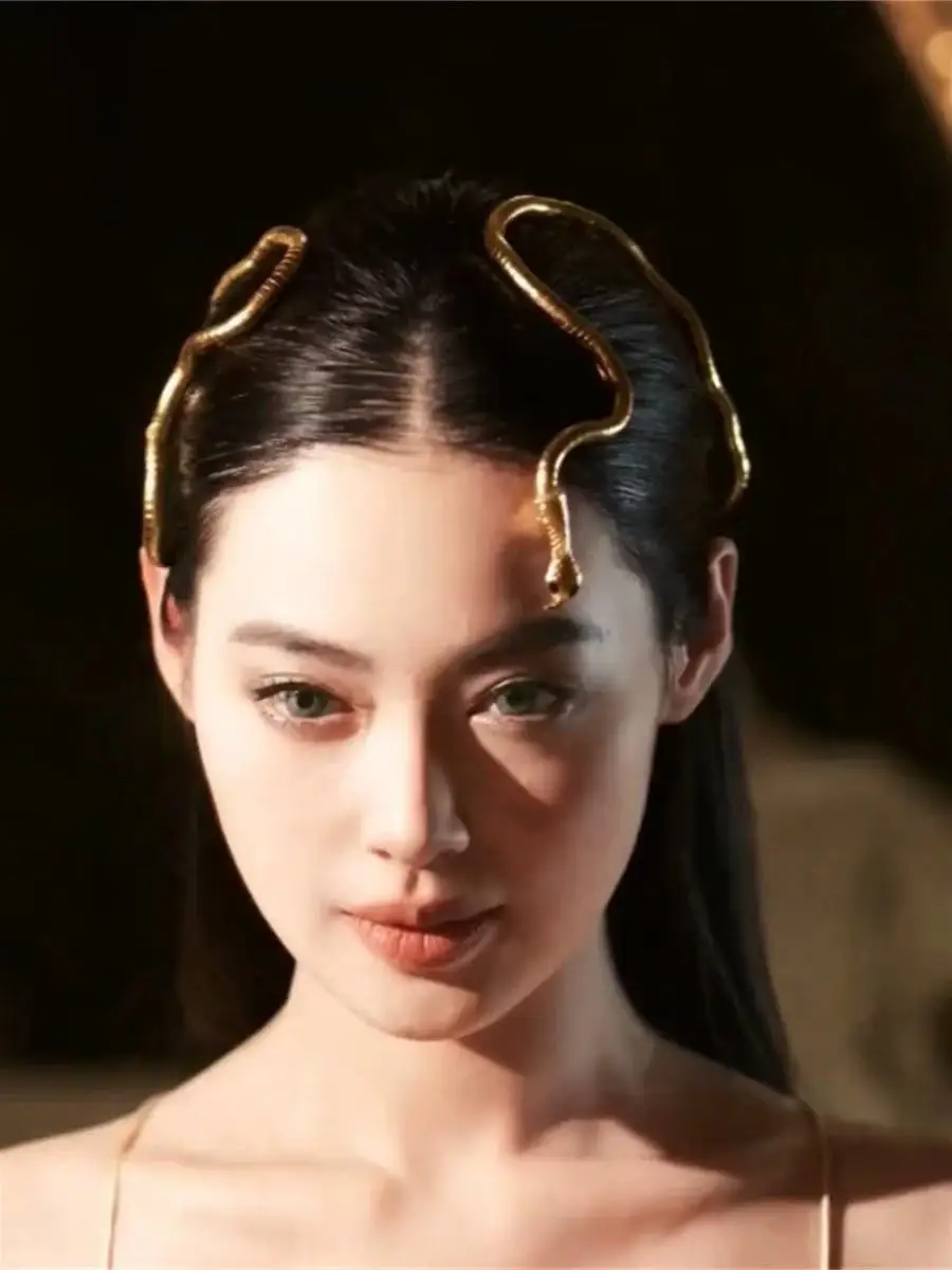 2025 New Mystery Ancient Greek Gold Snake Fashion Show Hair Accessory Necklace Cosplay Costume Jewelry