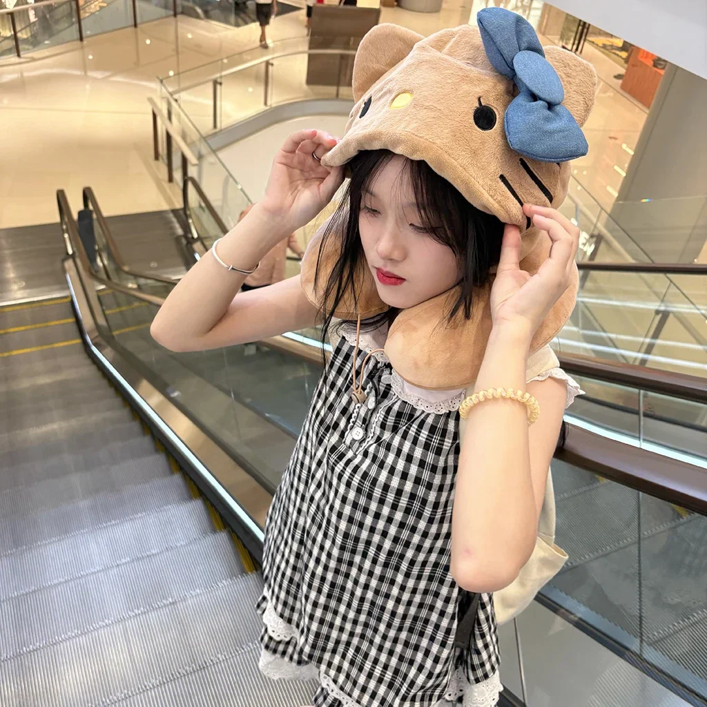 かわいいハローキティのフード付きU字型枕、心地よいぬいぐるみ、遮光U字型枕、旅行、休息、昼寝、睡眠、飛行機、車、ギフトに