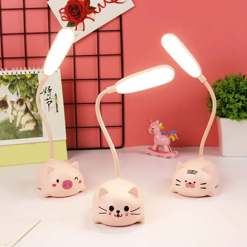 Kids Desk Lamp LED Cat Night Light Table Bedroom Decor office table college dorm Study Reading Book Office Gifts Pig Bear Animal