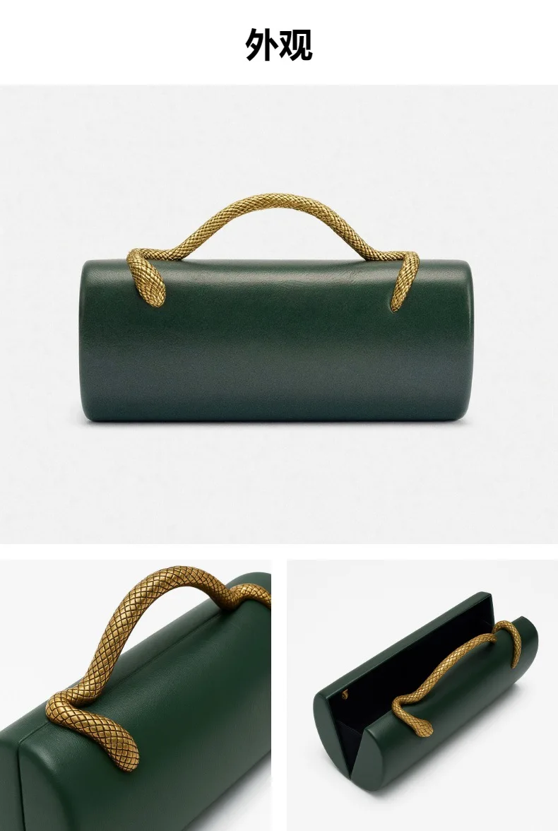 Tas Selempang & Jinjing Wanita Model Panjang dengan Gagang Motif Kulit Ular, Bahan PU Modis untuk Acara Malam