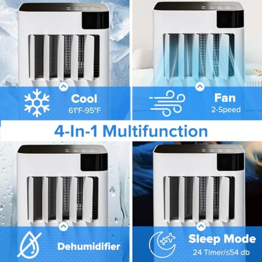 مكيفات الهواء المحمولة 10000 وحدة حرارية بريطانية ASHRAE 6000 وحدة حرارية بريطانية DOE للاستخدام الداخلي حتى 450 قدم مربع. وحدة تبريد 4 في 1 مع تبريد سريع En