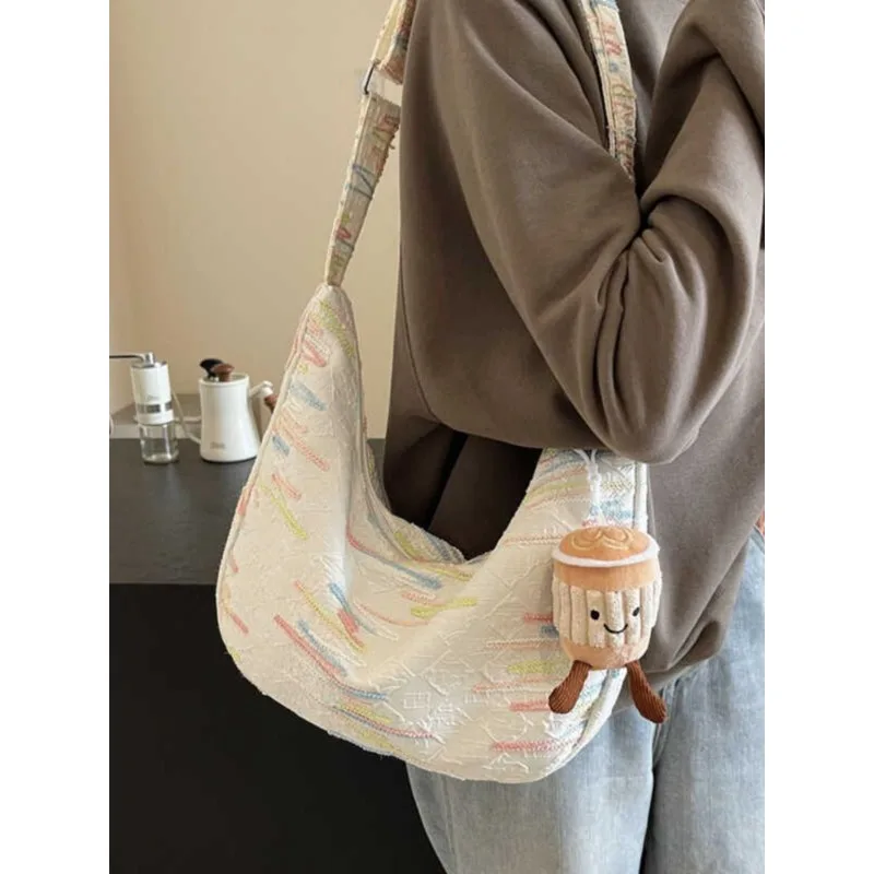 

Foufurieux Waist Bag Women Designer Canvas Handbag Travel Fanny Pack Large Capacity Crossbody Chest Bag Banana Purse Fanny Pack