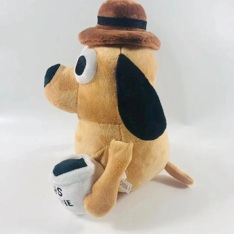 25cm This Is Fine Meme Coffee Dog Plush Toy Soft Stuffed Doll Stuffed Plush Animals Kids Toy Gift for Children Boy Birthday