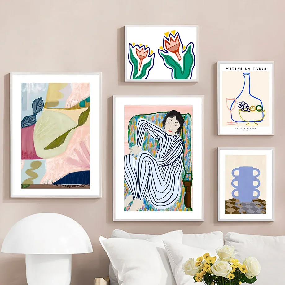 Colorful Abstract Flower Woman Eclectic Gallery Wall Art Canvas Painting Posters And Prints Nordic Picture For Living Room Decor