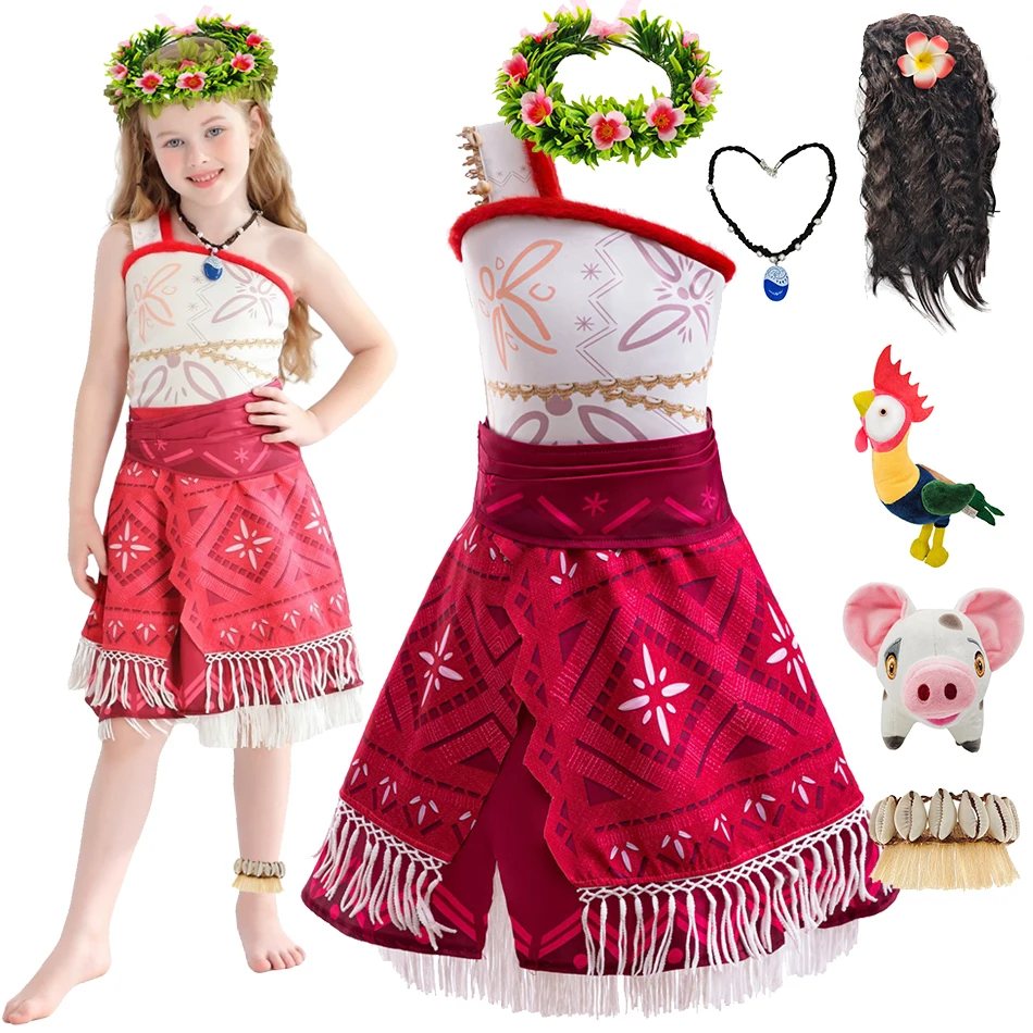 Moana 2 Disney Vaiana Costume Girls Cartoon Role Playing Outfits Boys Maui Outfits Children Purim Clothes Birthday Party Sets