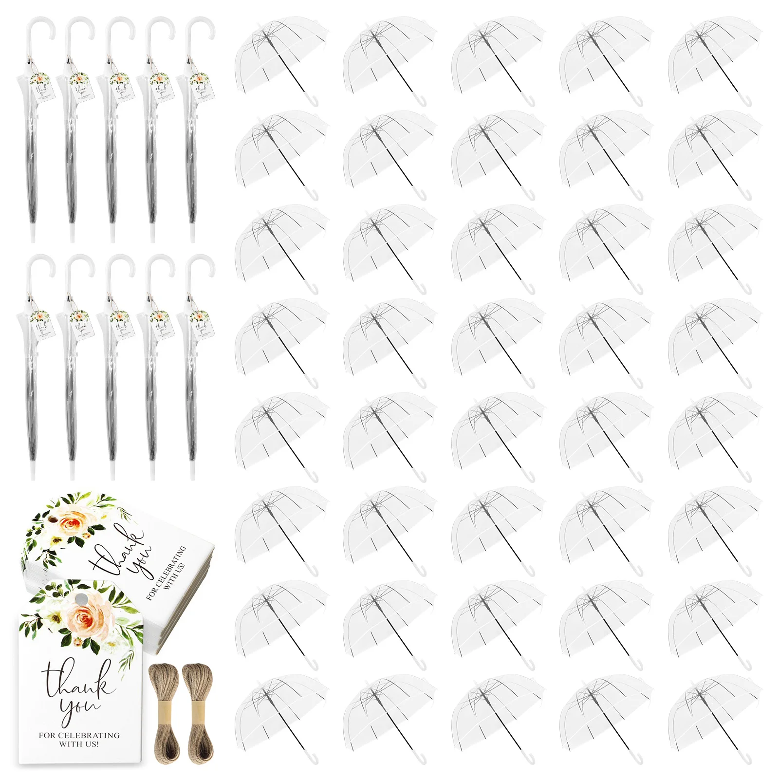 

52 Inch Large Clear Bubble Umbrellas Bulk Dome Rain Windproof Stick Umbrellas Guest Souvenirs for Wedding Party Bridal Favors