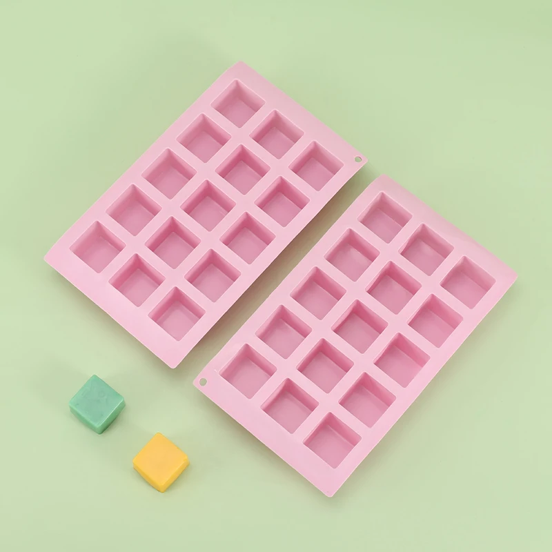 Silicone Ice Grid 15 Hole Square Ice Cube Baking Mold Cake Mousse Pastry Cookie Bread Jelly Gummies Soap Candle Making Tool