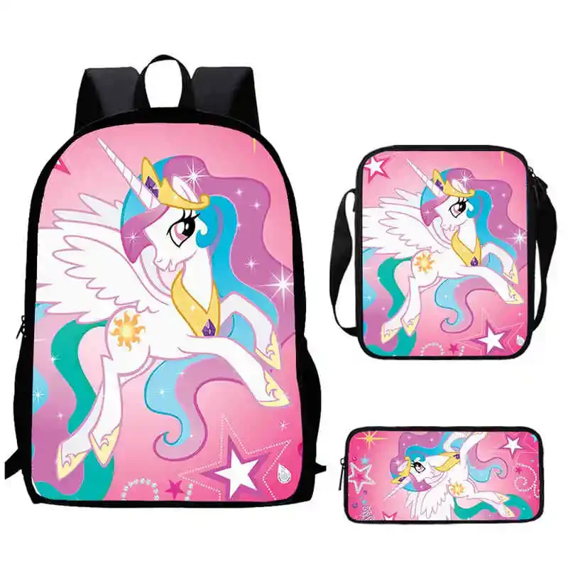 Cartoon My Little Pony Child School Backpack With Shoulder Bags Pencil Bags For Kindergarten,Best Gift For Boys and Girls