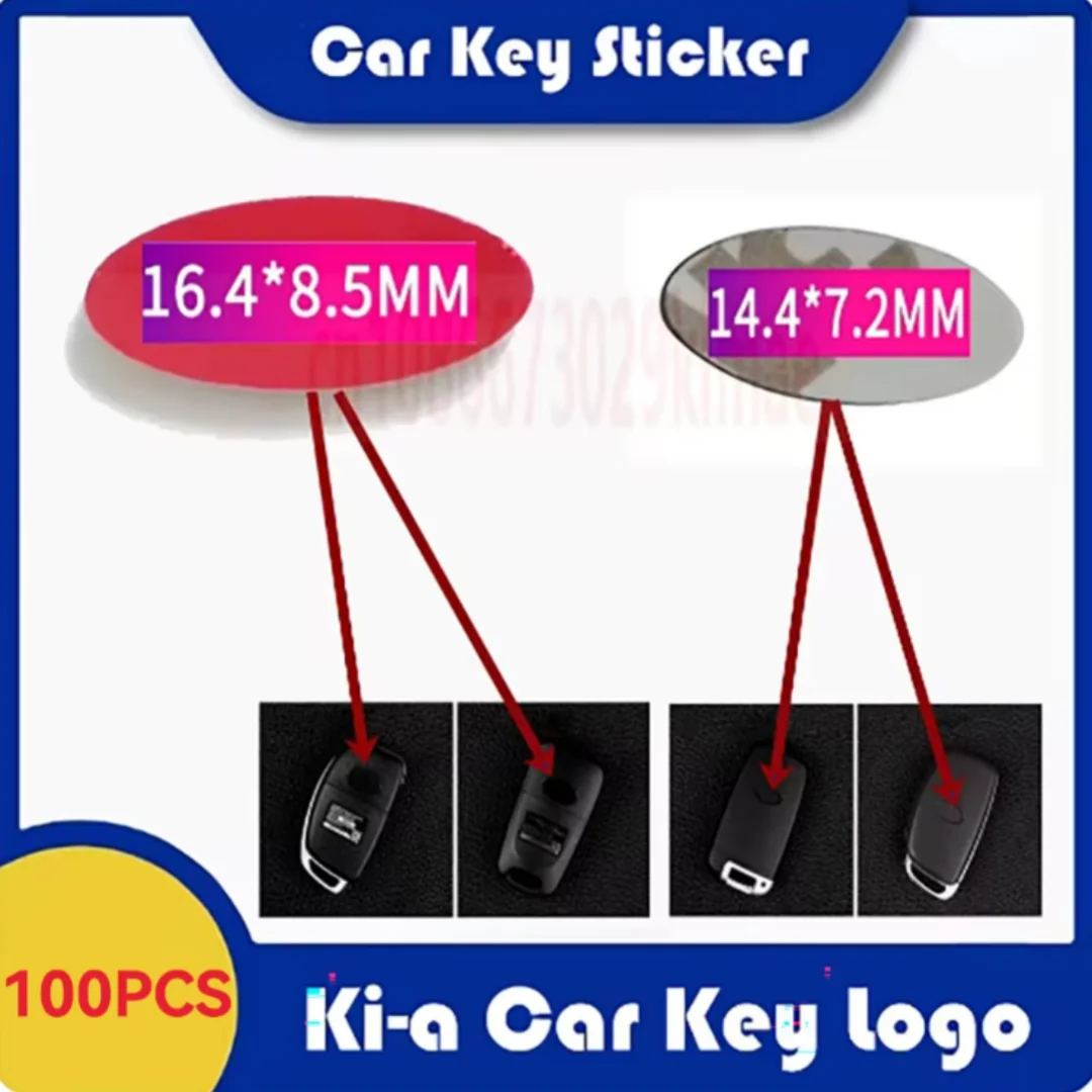 100pcs/Lot Oval Metal Aluminum Remote Car Key Sticker Badges Emblem Symbol Replacement For Hyundai For Kia